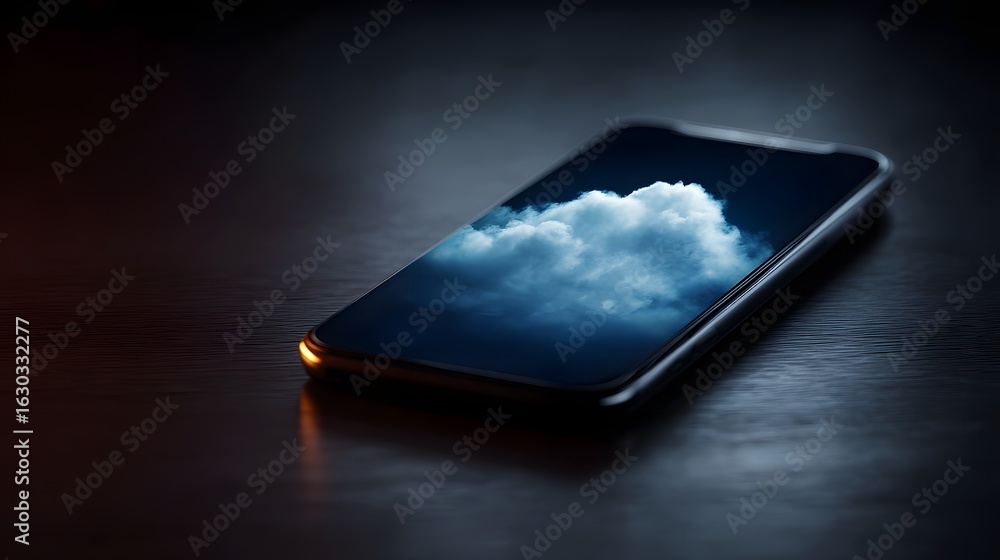 Poster smartphone screen displaying cloud storage app