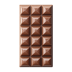 Obraz premium A rectangular chocolate bar, glossy and brown. Rows of squares with pyramidal tops