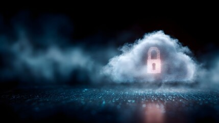 Digital lock symbol over cloud storage platform