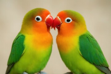 A Pair of Pompadour Parrots Share a Tender Moment