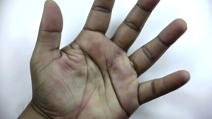 Minimal style hand floating in frame, 50mm lens capture, focus on relaxed fingers and natural skin texture with balanced soft illumination on white backdrop