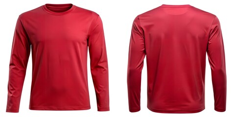 red long sleeve t shirt flat lay front and back