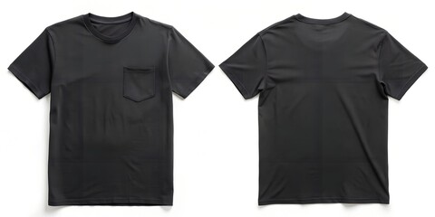 solid black pocket t shirt white background