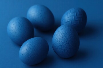 Blue Eggs Against a Textured Blue Background