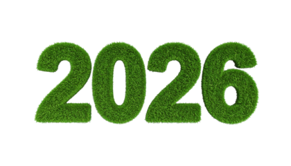 Lush 2026 Year Crafted from Green Grass Texture Symbolizing Growth and Prosperity