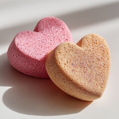 Obraz premium Two heart-shaped bath bombs