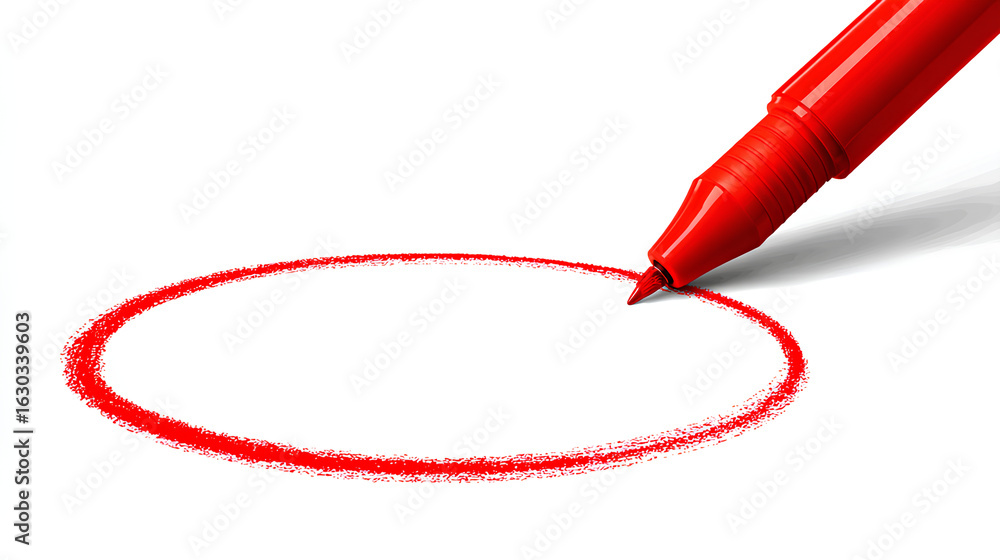 Poster red highlighter circle vector. red highlighter circle on white background. circle marker for highlig