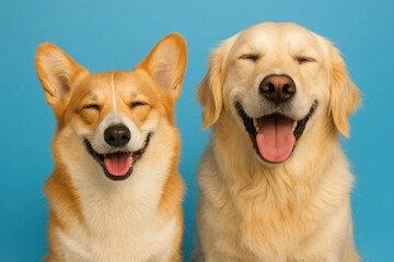 A Corgi and a Golden Retriever Shine in Blissful Smiles