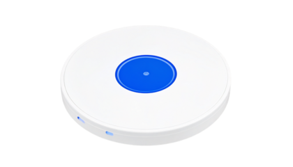 White Wireless Router with Blue Indicator Light for Network Connectivity, Internet Access, and Modern Technology on Communication on transparent background