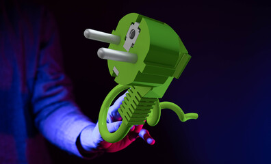 Abstract image of a green electric plug, representing power and energy connection.