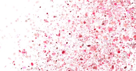 Abstract background with pink confetti and percentage signs. Perfect for sales, promotions, and discounts.