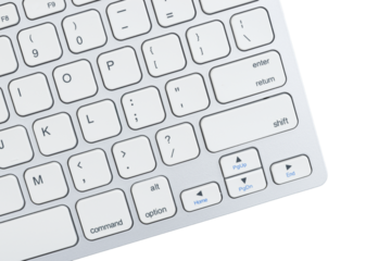 Close-up of white computer keyboard isolated on white