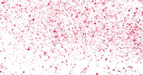 Abstract background with pink confetti and percentage symbols. Perfect for sale banners and...