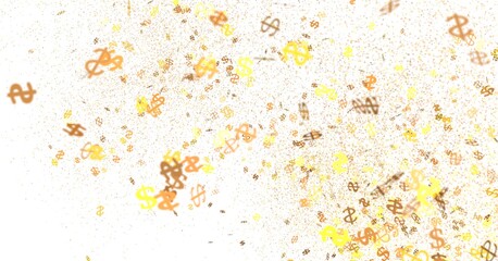 Abstract image of falling dollar signs. Perfect for finance, wealth, and success concepts.