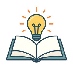 Open Book with Light Bulb – Knowledge and Creative Idea Symbol