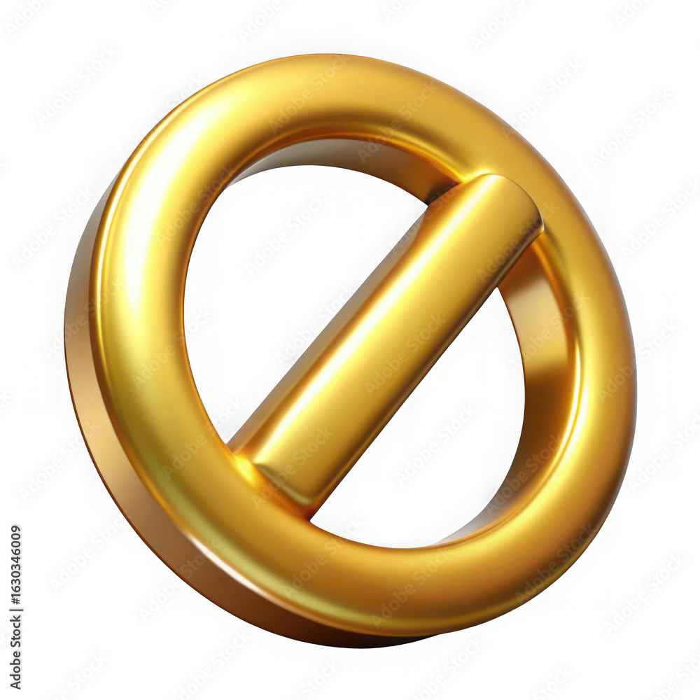 Poster golden interlocking ring and bar symbol isolated on transparent background for design concepts