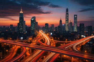 Fototapeta premium A Symphony of Lights and Roads