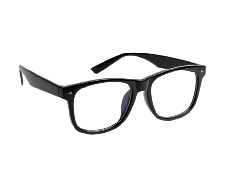 Black optical glasses isolated on a transparent background.
