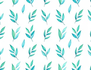 Seamless pattern of green leaves watercolor
4