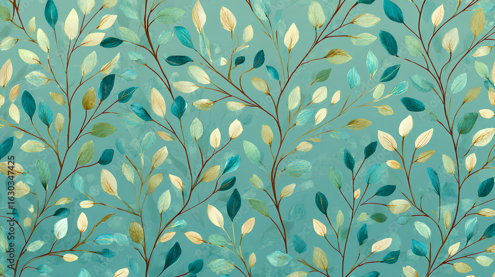 Poster seamless pattern with tree branches and leaves for surface design and other design projects. modern 