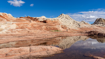 White Pocket in Utah, USA, a remote ecpanse of Navajo sandstone sculpted by wind and erosion into...