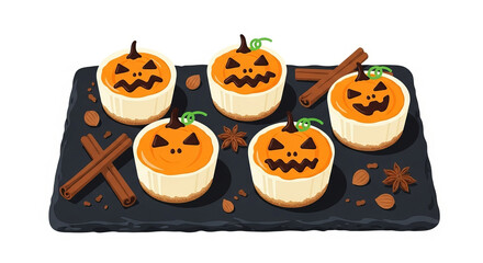 Halloween pumpkin cupcakes with cream cheese frosting and cinnamon sticks