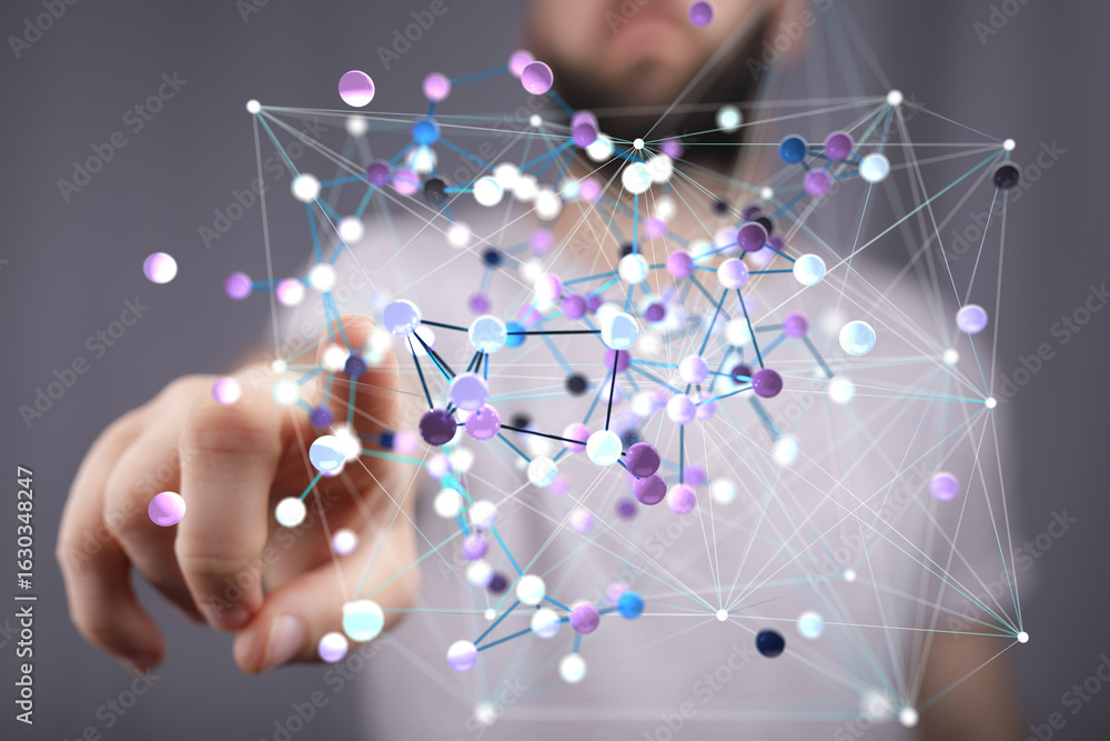 Poster abstract image of a network connection. ideal for technology, data, and innovation concepts.