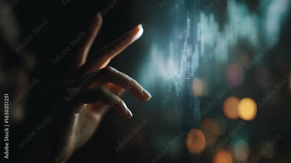 Poster futuristic technology visualizing market data analytics
