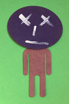 a person with a sad face  - paper design template