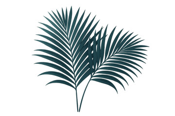 Fototapeta premium Teal palm leaf pattern evoking tropical paradise, lending exotic freshness with transparent background for summer-inspired graphic design and travel themes