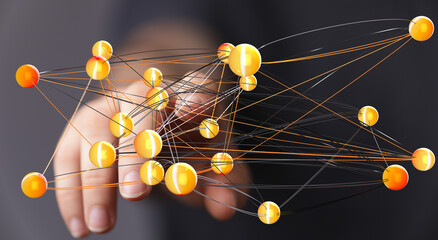 Abstract image depicting interconnected data points, symbolizing global networks and digital connections.