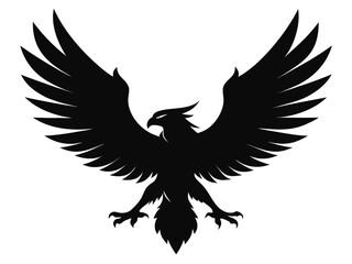 Obraz premium Eagle Silhouette with Spread Wings | Black Vector Bird of Prey Icon