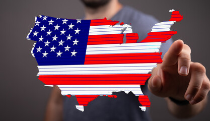 High-quality image of a US map designed as an American flag. Perfect for patriotic projects.