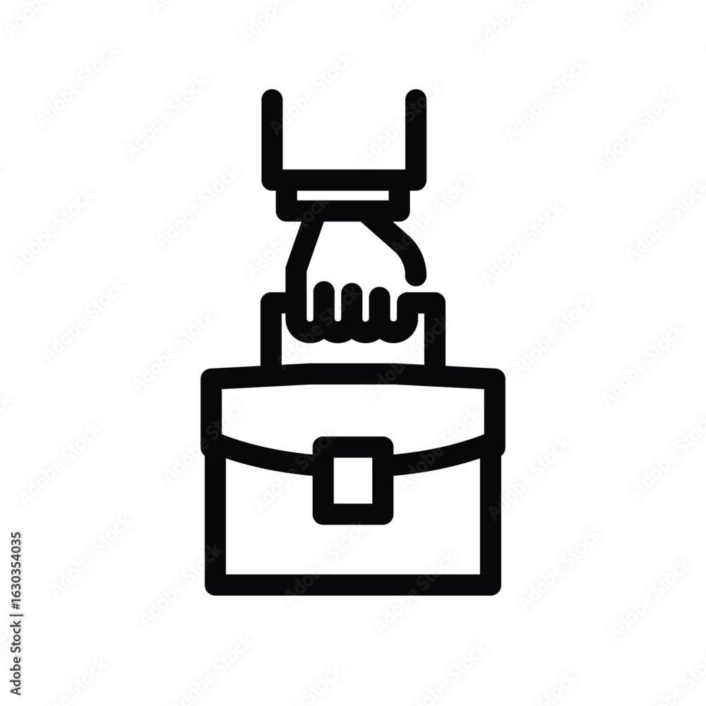 Poster hand holding bag outline icon symbol of work vector design good for web or mobile app