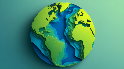 Silhouette of planet Earth in paper cut style. International Mother Earth Day. Ecology. Climate change. Eco friendly. Environment. World. April 22 Stock Illustration