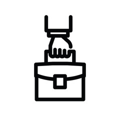 hand holding bag outline icon symbol of work vector design good for web or mobile app