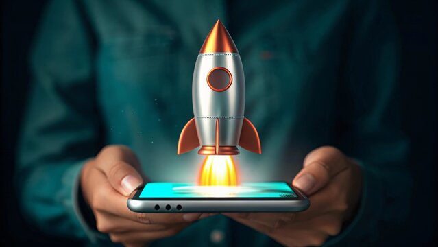 Rocket launching from a smartphone screen