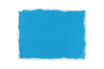 Light blue rectangular paper scrap with ragged edges, floating against transparent backdrop, ideal for graphic design layouts