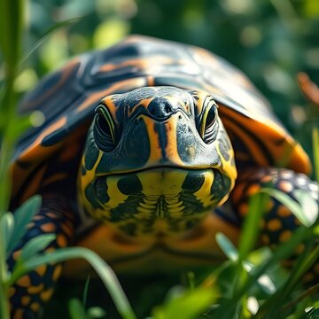 Close-up illustration of turtle's face