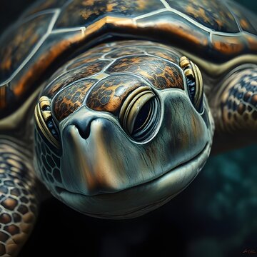 Close-up illustration of turtle's face