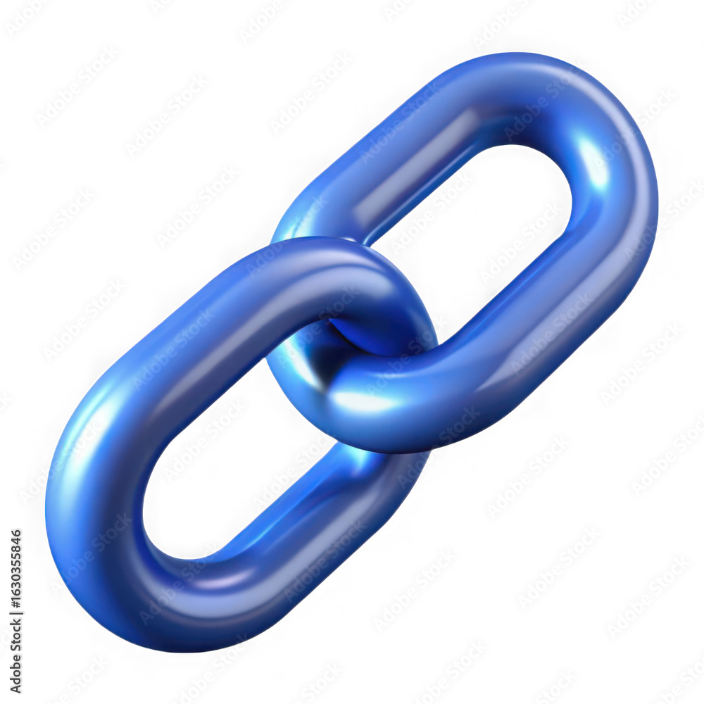 Poster a shiny metallic blue chain link symbol representing connection and strength isolated on transparent