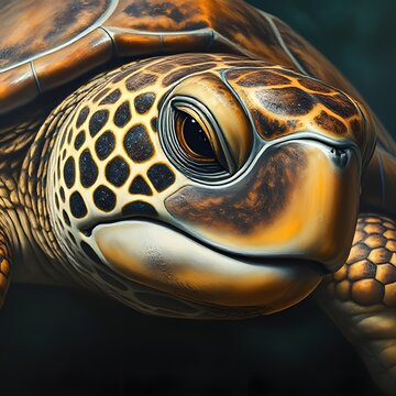 Close-up illustration of turtle's face
