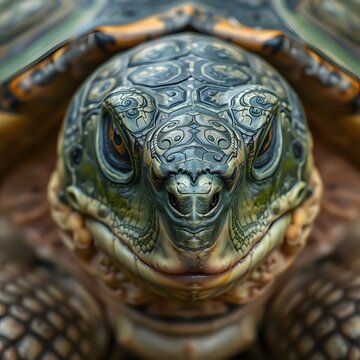 Close-up illustration of turtle's face
