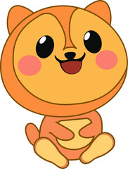 Happy Orange Cartoon Bear Character Sitting