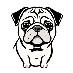 Pug Mix Animal Icon - Black