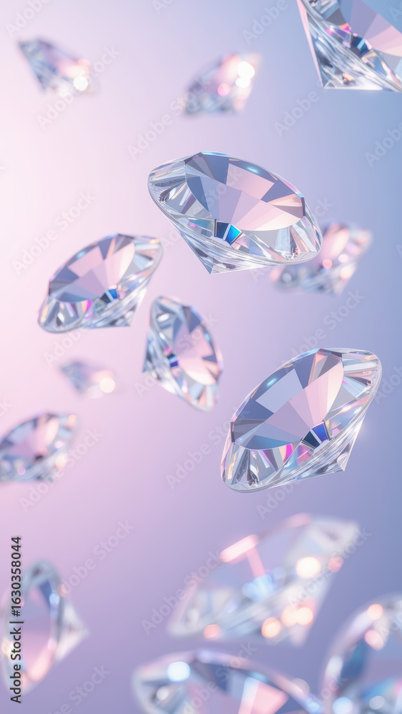 Aufkleber shimmering diamonds floating in soft pastel background create luxurious and elegant atmosphere, perf