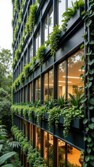 Modern building with green plants urban architecture sustainable design greenery office space natural light contemporary style eco friendly