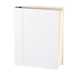 White three ring binder, blank cover, for organizing documents on transparent background