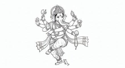 Intricate Ganesha Drawing A Divine Om Symbol Artwork