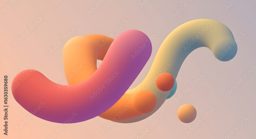 Poster vibrant abstract concept background with colorful fluid shapes and smooth gradients on a pastel back